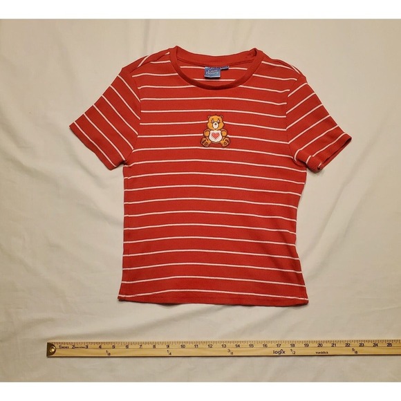Care Bears Girls Childrens Size XL Red Stripped Shirt Top T- Shirt Tenderheart - Picture 1 of 4